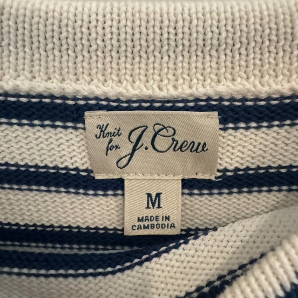 J. Crew Cotton Boatneck Sweater Stripped Size Medium Like New - Picture 2 of 2